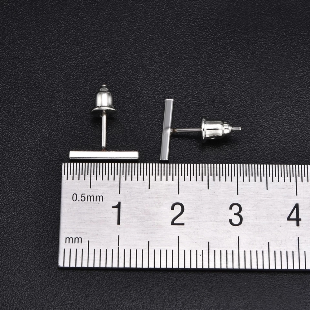 Simple Minimalist Bar Earrings 1/2" - Picture 6 of 6
